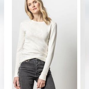 Lilla P NWOT Cream Long Sleeve raw edge Top